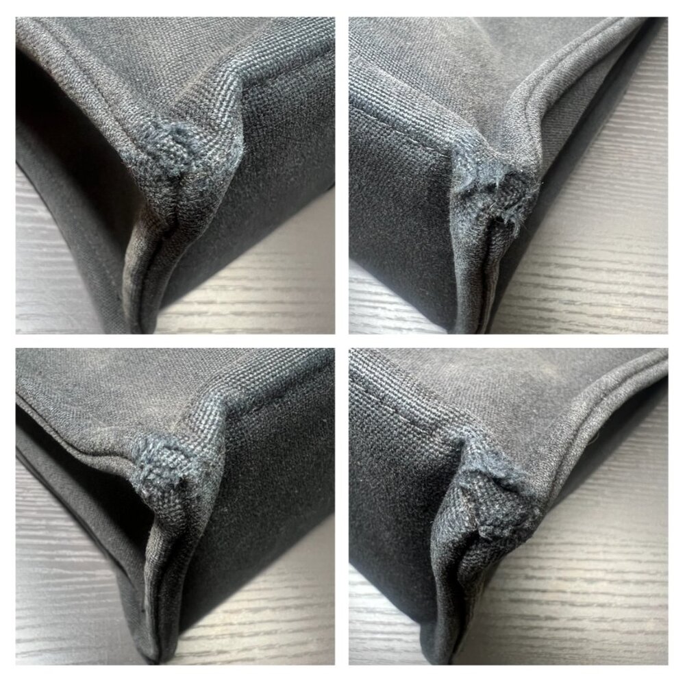 Hermes Tote Unisex Black Canvas with Black Detailing & White Stitching - Picture 14 of 15